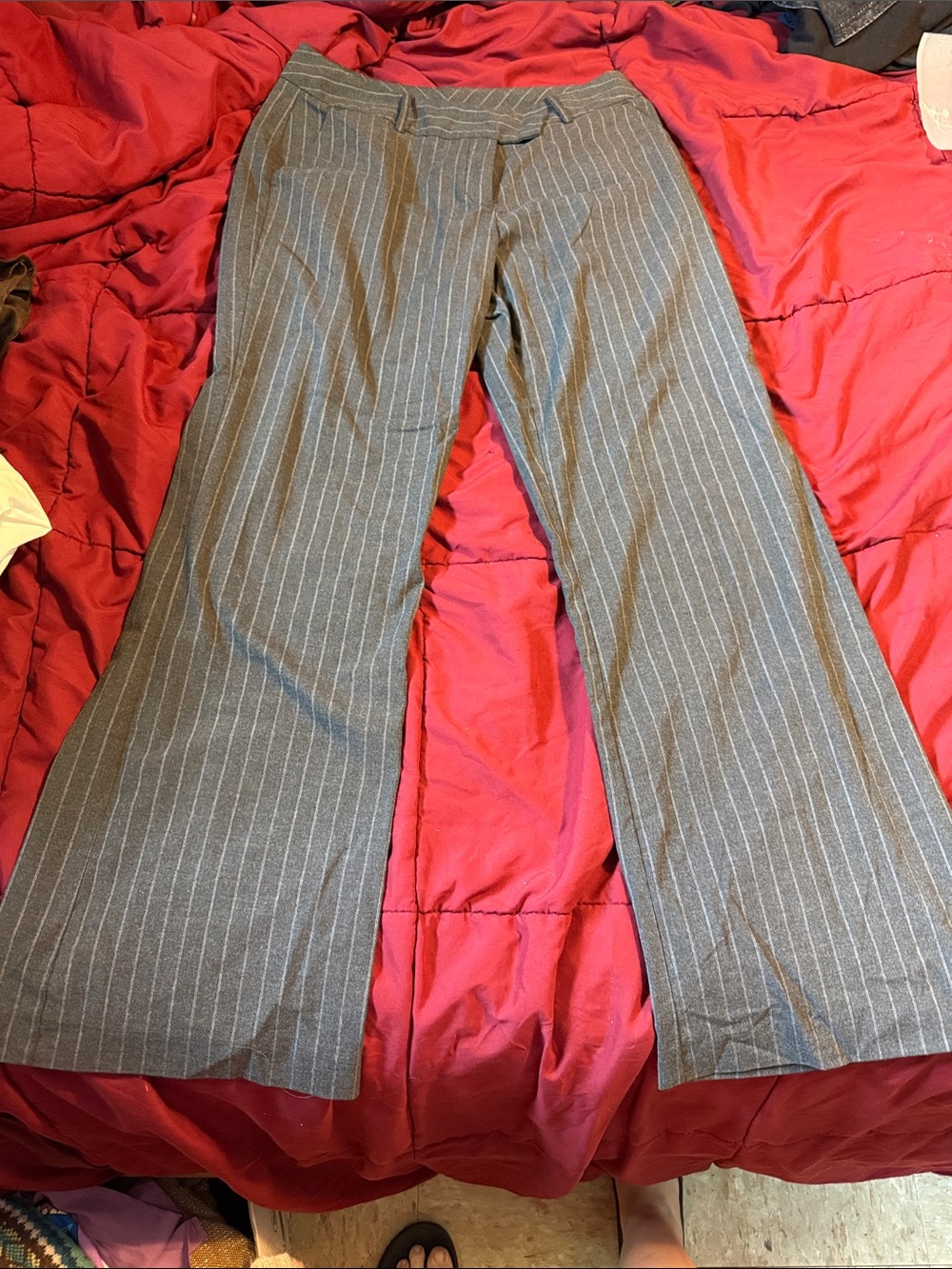 Worthington Gray Pinstripe Wide-Leg Trousers